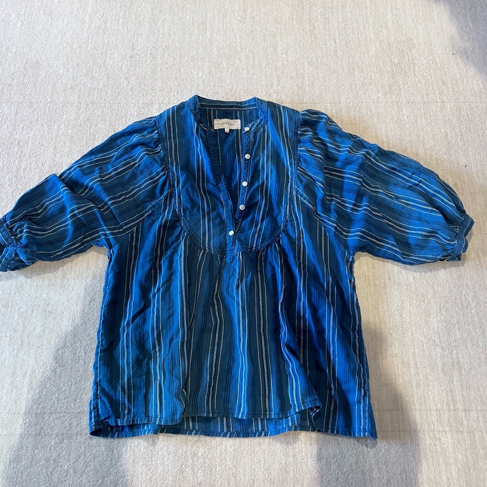 The Great - indigo stripe top Size 1 (oversized)